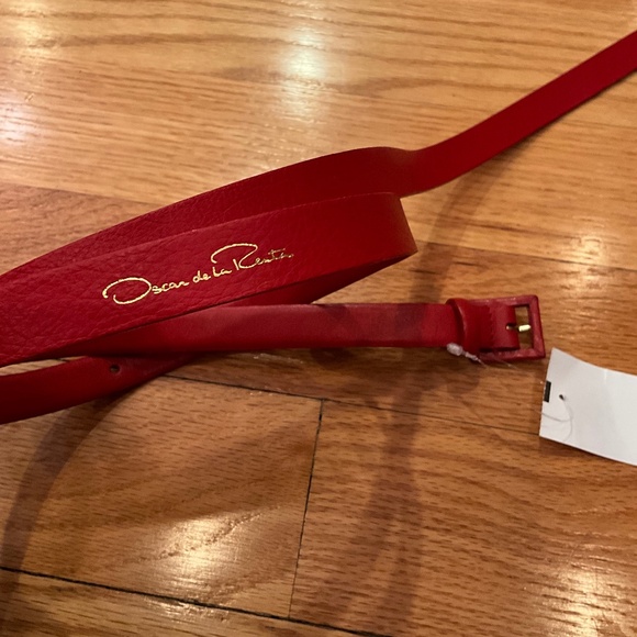 Oscar de la Renta REd LEather belt main image 3